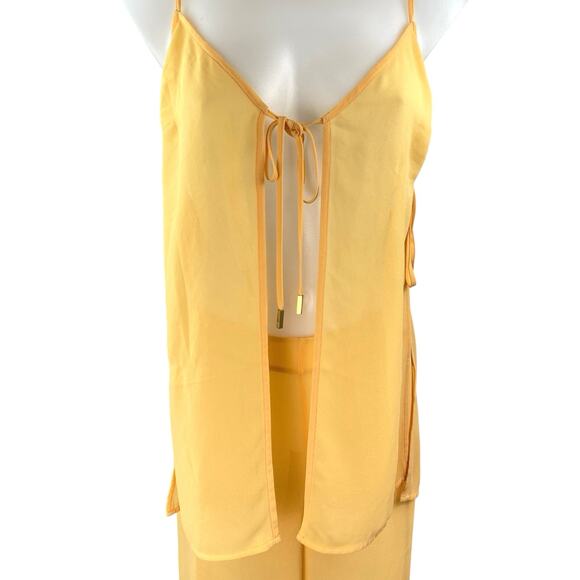 Lovers + Friends Valeria Yellow Sheer Beach Swim Cover Up Matching Set Size M - Picture 4 of 6